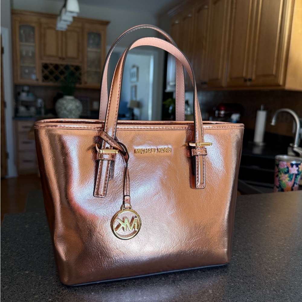 Michael Kors Shiny Copper Tote Bag - Picture 3 of 9